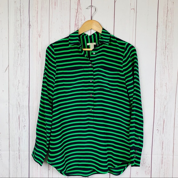 J. Crew Tops - J. Crew Polly Popover in Striped Crepe De Chine
